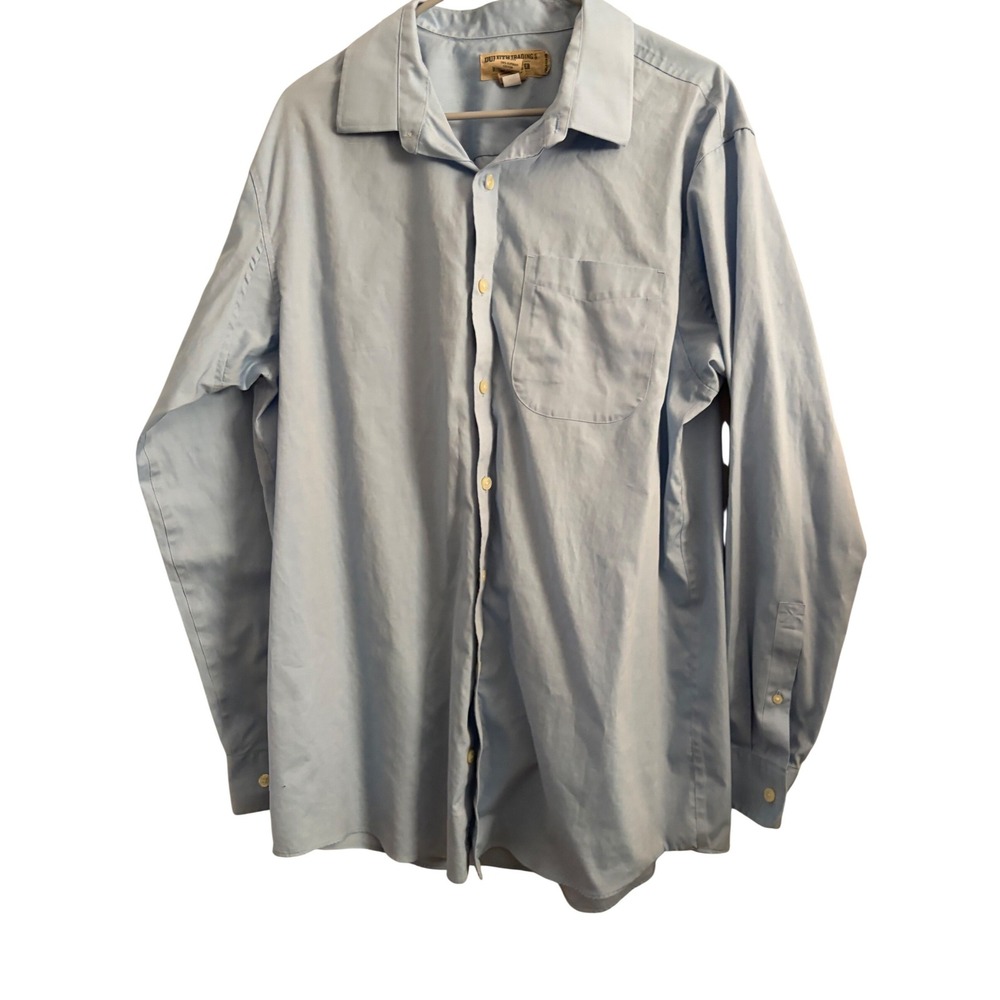 Duluth Trading Co Wrinklefighter Shirt Mens Large Tall Blue Supima Cotton L T‎